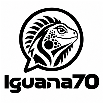 Logotipo de Iguana70: una iguana dentro de un globo de conversación